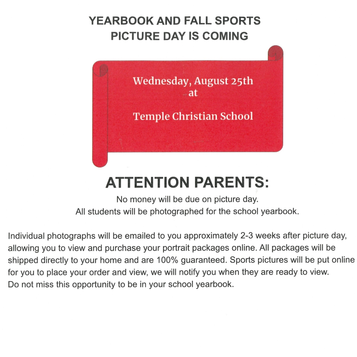 Picture Day is August 25th!